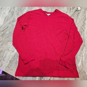 Pajamagram Men’s Red Waffle Knit Thermal Long Sleeve Top Size L